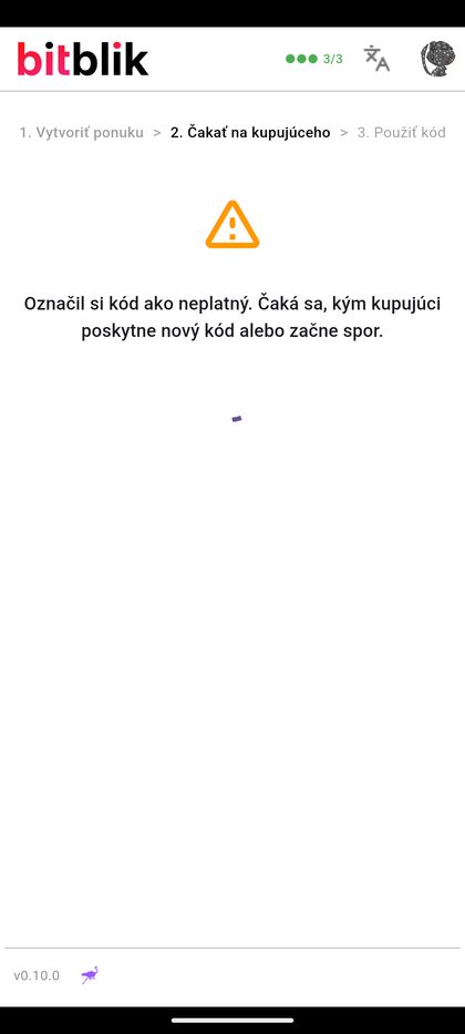 Predávajúci označil kód za neplatný