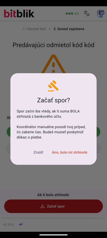 Potvrdenie otvorenia sporu